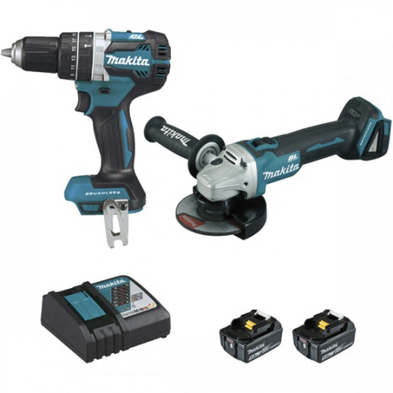 Kit 2 outils MAKITA DLX2210TJ1 (DGA506+DHP484+BL1850×2+DC18RC+MAK2&3)