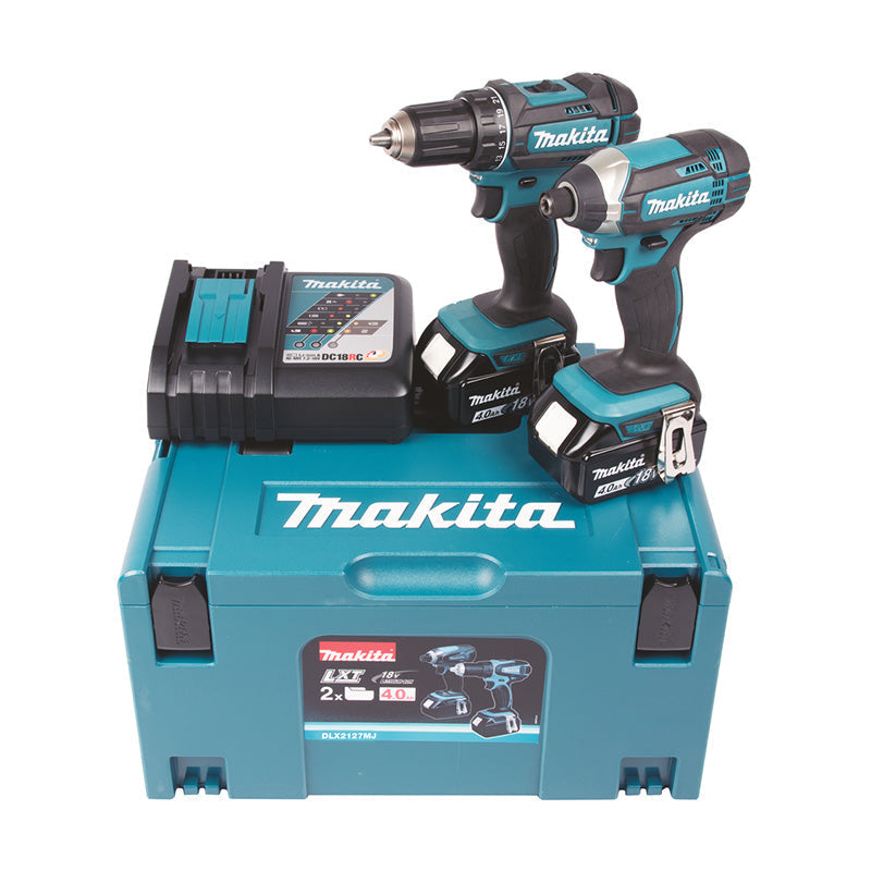 Kit 2 outils : perceuse-visseuse DDF482 + visseuse à chocs DTD152 18 V Li-Ion MAKITA DLX2127MJ avec 2 batteries 4,0 Ah et coffret Makpac