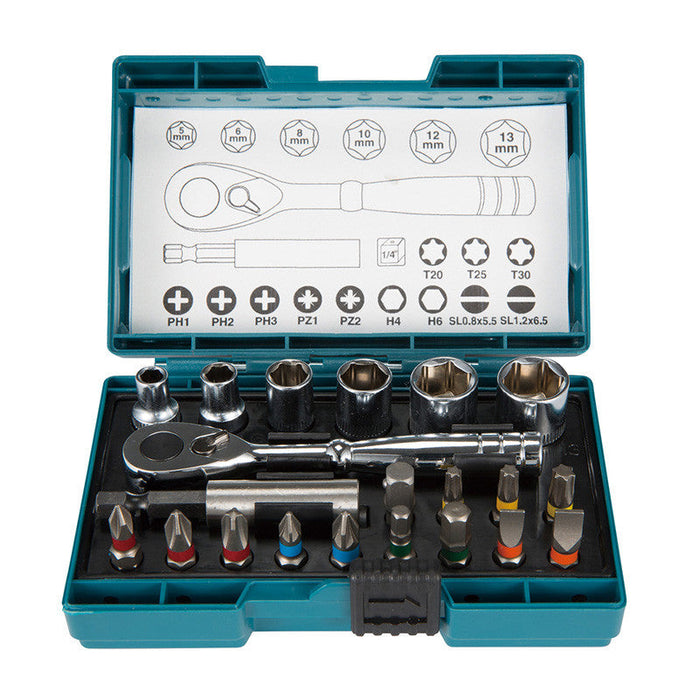 Coffret Fixation Clé à cliquet + 20 accessoires MAKITA B-54081