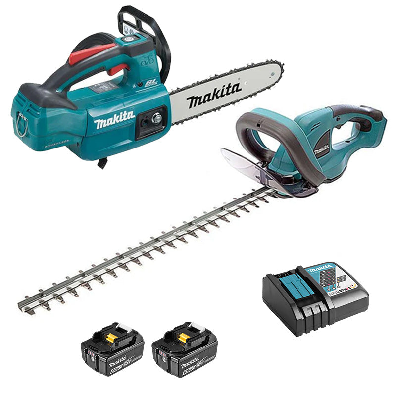 DLXRT02 MAKITA 2 outils de jardin 18V LXT (DUC254Z + DUH523Z + 2 x 5Ah + DC18RC)