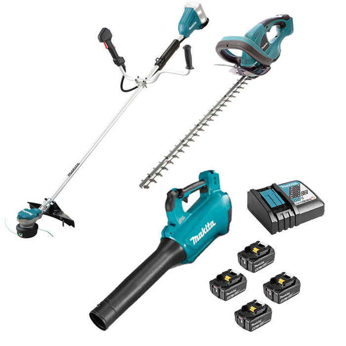 DLXRT04 MAKITA 3 outils de jardin 18V LXT (DUR368AZ + DUH523Z + DUB184Z + 4 x 5Ah + DC18RC)