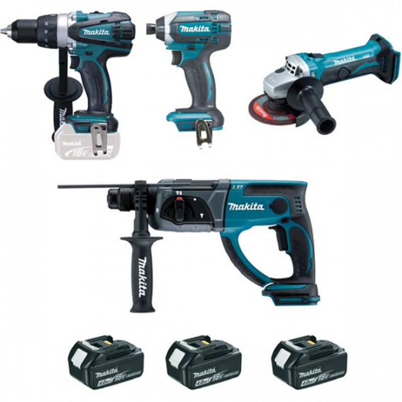 Kit 4 outils MAKITA DLX4054MX1 (DF458+GA452+HR202+TD152+3xBL1840B+DC18RC+SAC À OUTILS)