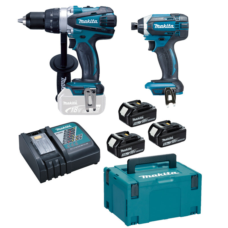 Kit 2 outils MAKITA DLX2144TJ1 (DDF458+DTD152+BL1850×3+DC18RC+MAK3)