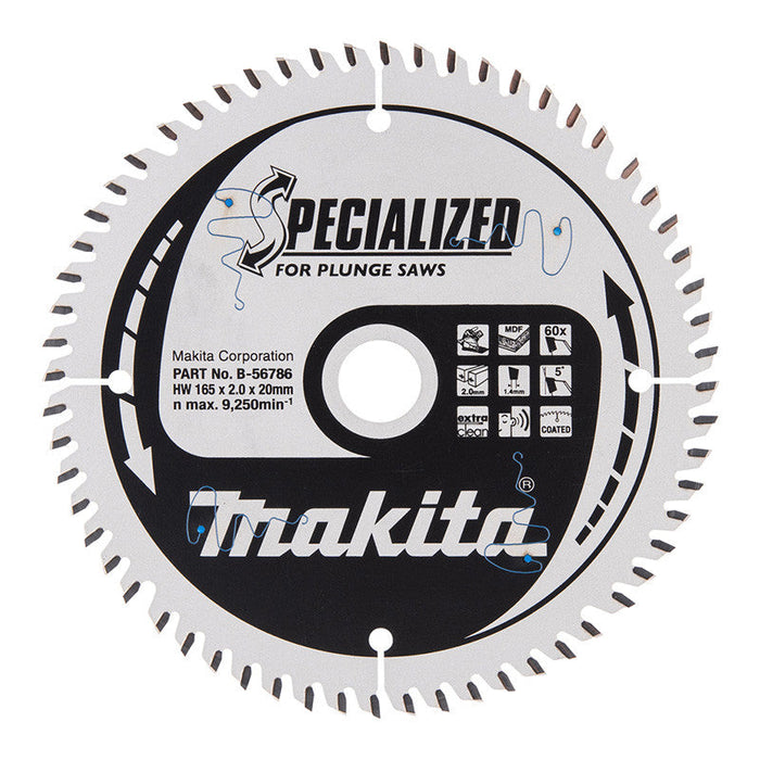 Lame pour scie circulaire TCT spécialisé MAKITA B-56786 165x20mm, 60 dents