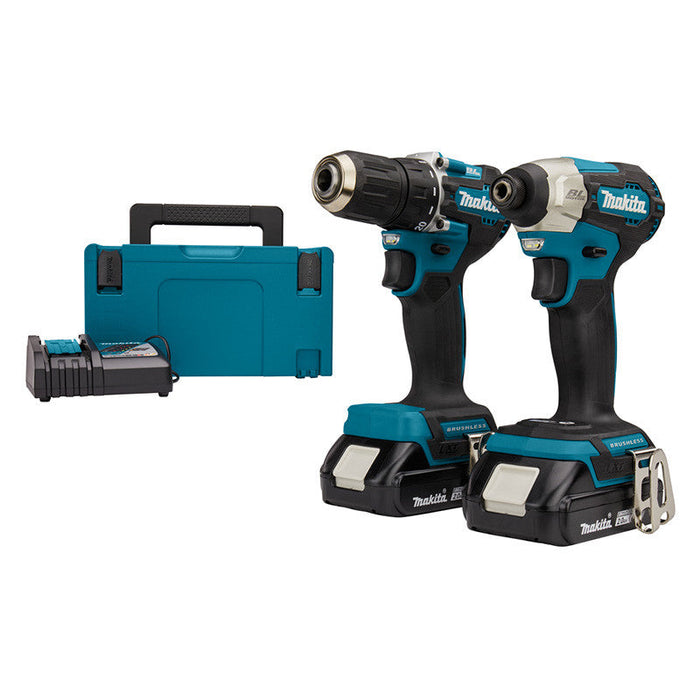 Kit 2 outils MAKITA DLX2423AJ - 18V avec perceuse-visseuse DDF487 + visseuse à chocs DTD157 + 2 batteries 2 Ah + chargeur