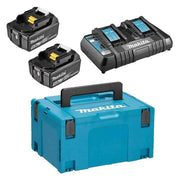 Pack Énergie MAKITA 197629-2 18V Li-Ion (2 batteries 5,0 Ah + 1 chargeur double) avec coffret MAKPAC